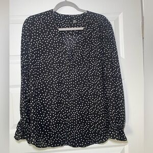 Business Casual Long Sleeve Polka Dot Blouse